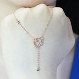 Geometric Tassel Necklace in 14K Rose Gold Plating
