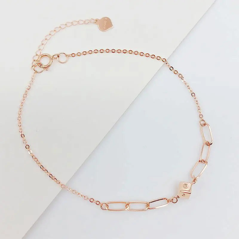 14K Rose Gold Plated Purple Square Bracelet for Women