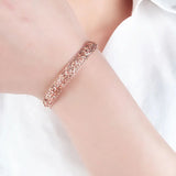 Purple Rose Flower Charm Bracelet 14K Rose Plated Women's Jewelry