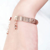 Purple Rose Flower Charm Bracelet 14K Rose Plated Women's Jewelry