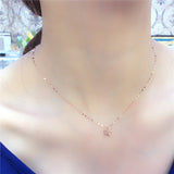 Purple Plated 14K Rose Flower Pendant Necklace Chain Sweet Engagement Jewelry