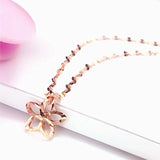 Purple Plated 14K Rose Flower Pendant Necklace Chain Sweet Engagement Jewelry