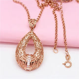Purple Crystal Pendant Necklace 14K Rose Plated Geometric Jewelry