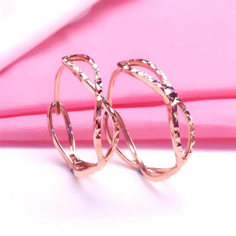 14K Rose Gold Plated Geometric Earrings for Women