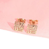 14K Rose Geometric Square Ear Studs Delicate Glamour Earrings for Women