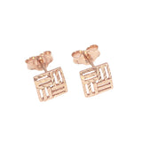 14K Rose Geometric Square Ear Studs Delicate Glamour Earrings for Women