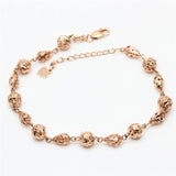 14K Rose Hollow Bead Charm Bracelet Light Punk Jewelry