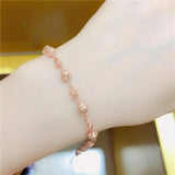 14K Rose Hollow Bead Charm Bracelet Light Punk Jewelry