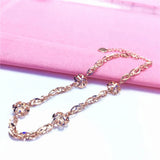 14K Rose Gold Flower Charm Bracelet Women's Jewelry