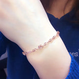 14K Rose Gold Flower Charm Bracelet Women's Jewelry