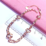 14K Rose Gold Flower Charm Bracelet Women's Jewelry