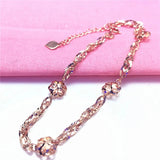 14K Rose Gold Flower Charm Bracelet Women's Jewelry