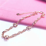 14K Rose Gold Flower Charm Bracelet Women's Jewelry