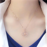 14K Rose Gold Plated Hollow Flower Pendant Necklace for Women