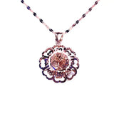 Purple Plated 14K Rose Flower Pendant Necklace for Women