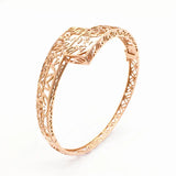 14K Rose Gold Plated Leaf Wide Charm Bracelet for Women