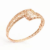 14K Rose Gold Plated Leaf Wide Charm Bracelet for Women