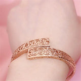 14K Rose Gold Plated Leaf Wide Charm Bracelet for Women