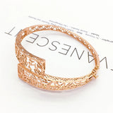 14K Rose Gold Plated Leaf Wide Charm Bracelet for Women