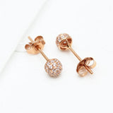Purple 14K Rose Crystal Ear Studs, Round Earrings for Women Party Jewelry