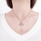 Purple Crystal Key Necklace 14K Rose Plated Palace Wedding Jewelry