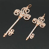 Purple Crystal Key Necklace 14K Rose Plated Palace Wedding Jewelry