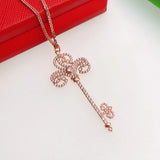 Purple Crystal Key Necklace 14K Rose Plated Palace Wedding Jewelry