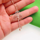 Purple Crystal Key Necklace 14K Rose Plated Palace Wedding Jewelry
