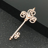 14K Rose Gold Plated Purple Crystal Key Necklace for Women