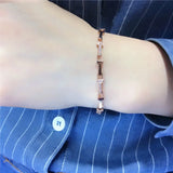 Purple Plated 14K Rose Crystal Letter T Bracelet for Women