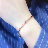 Purple Plated 14K Rose Crystal Letter T Bracelet for Women