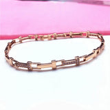14K Rose Gold Plated Purple Crystal T Letter Bracelet for Women