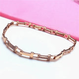 Purple Plated 14K Rose Crystal Letter T Bracelet for Women