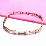 14K Rose Crystal Letter T Bracelet for Women