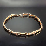 14K Rose Gold Plated Purple Crystal T Letter Bracelet for Women