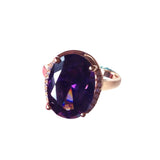 14K Rose Gold Purple Crystal Gemstone Women's Engagement Ring Jewelry