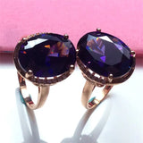 14K Rose Gold Purple Crystal Gemstone Women's Engagement Ring Jewelry
