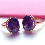 14K Rose Gold Purple Crystal Gemstone Women's Engagement Ring Jewelry