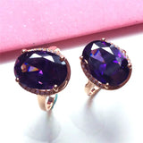 14K Rose Gold Purple Crystal Gemstone Women's Engagement Ring Jewelry