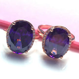 14K Rose Gold Purple Crystal Gemstone Women's Engagement Ring Jewelry