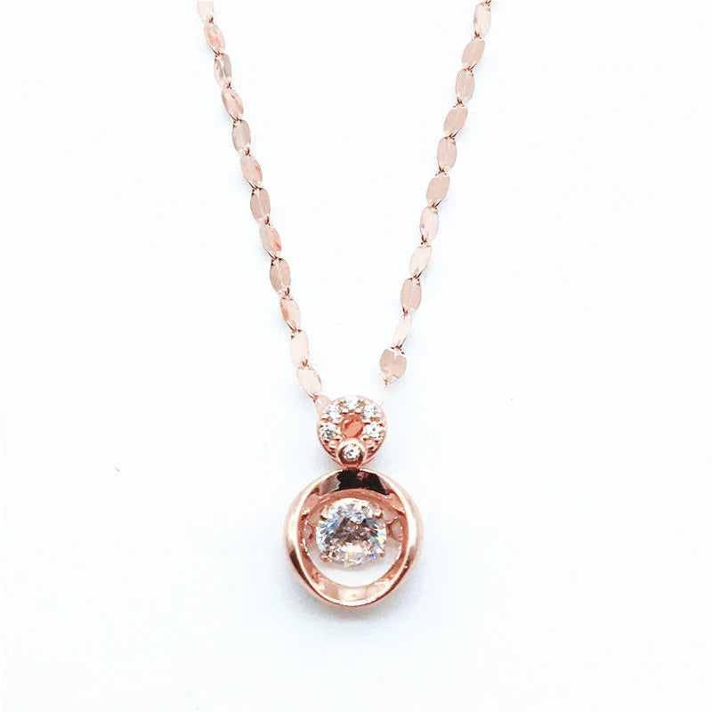 Purple Plated 14K Rose Crystal Necklace for Women Pendant Jewelry