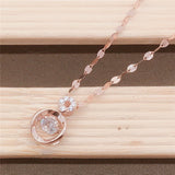 Purple Plated 14K Rose Crystal Necklace for Women Pendant Jewelry