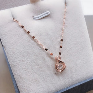 Purple Plated 14K Rose Crystal Necklace for Women Pendant Jewelry