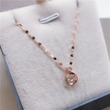 Purple Plated 14K Rose Crystal Necklace for Women Pendant Jewelry