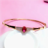 14K Rose Gold Plated Ruby Crystal Bracelet for Women
