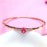 Purple Plated 14K Rose Crystal Ruby Bracelet for Women