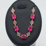 14K Rose Gold Plated Ruby Crystal Charm Bracelet for Women