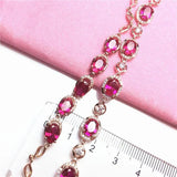 14K Rose Gold Plated Ruby Crystal Oval Bracelet for Women