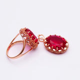 14K Rose Gold Ruby Ring for Women, Purple Plated Oval Design