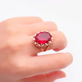 14K Rose Gold Ruby Ring for Women, Purple Plated Oval Design